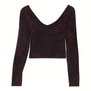 Lululemon Align Long Sleeve Crop Top in Diamond Dye Cassis Black - Size 10